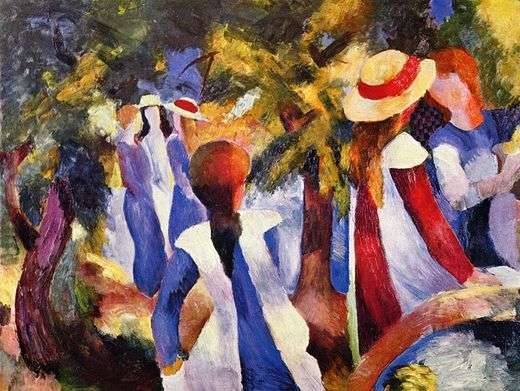 Jeunes filles sous les arbres, par Auguste Macke