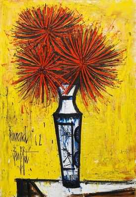 Les dahlias rouges, par Bernard Buffet