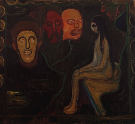 La fille et les trois têtes d'hommes, par Edvard Munch