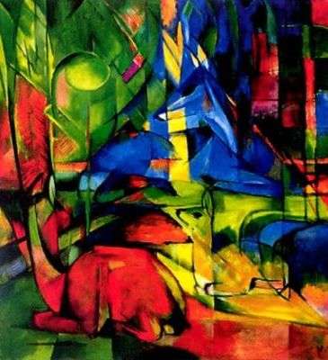 Daims dans la forêt (II), par Franz Marc