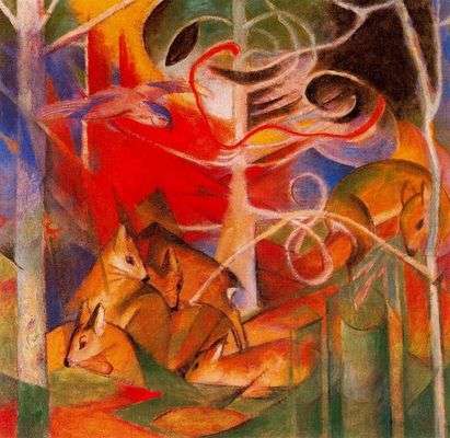 Daims dans la forêt, par Franz Marc