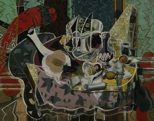 Nature morte aux fruits et aux instruments à cordes, par Georges Braque