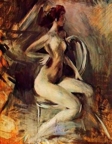 Femme nue assise, par Giovanni Boldini