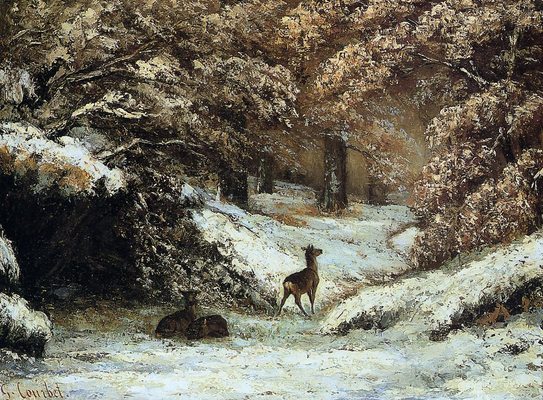 La remise des chevreuils en hiver, par Gustave Courbet