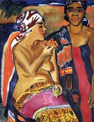 Femmes aux habits colorés, par Hermann Max Pechstein