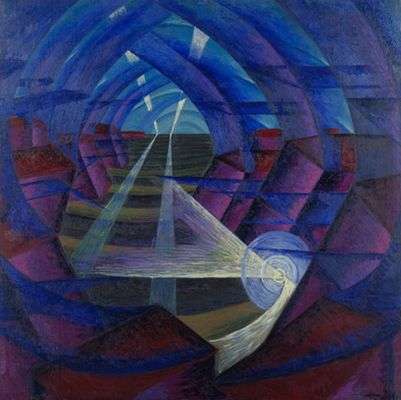 Interpénétration de la lumière, d'une maison, et du ciel, par Luigi Russolo