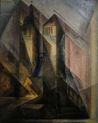 Église tracée à la règle, par Lyonel Feininger