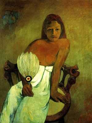 Jeune femme avec éventail, par Paul Gauguin
