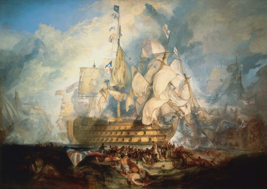La bataille de Trafalgar, par William Turner