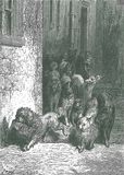 Le Chien qui porte à son coup le diner de son maitre, Illustration de Gustave Doré des Fables de la Fontaine