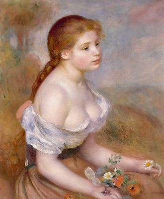 Fille aux pâquerettes, par Auguste Renoir