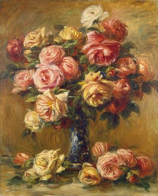 Roses dans un vase, par Auguste Renoir