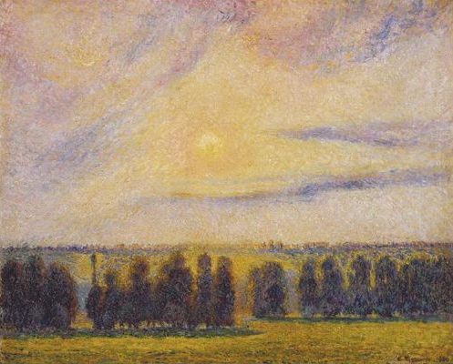 Coucher de soleil à Eragny, par Camille Pissarro