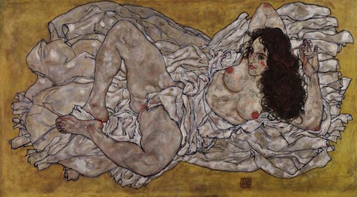 Femme nue et allongée, par Egon Schiele