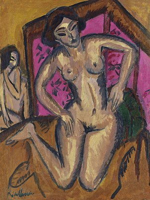 Nu au fond rose, par Ernst Ludwig Kirchner