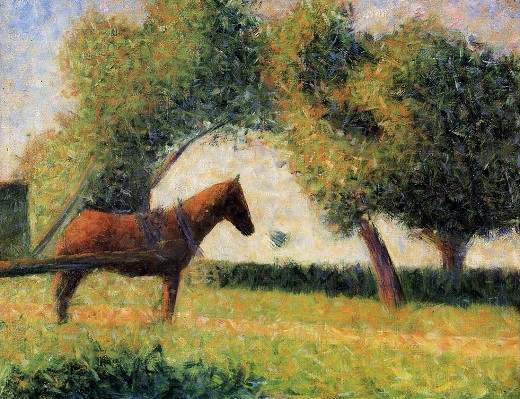 Cheval et charrue, par Georges Seurat