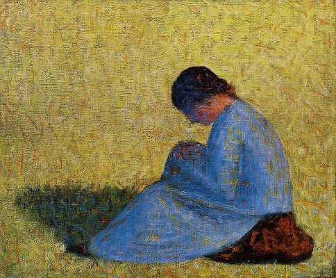 Paysanne assise dans l'herbe, par Georges Seurat