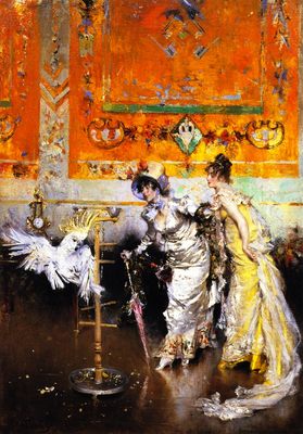 Deux femmes avec perroquet, par Giovanni Boldini