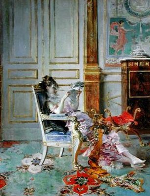 Jeune fille lisant dans un salon, par Giovanni Boldini