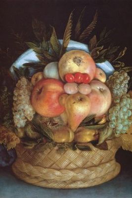 Tête à la Corbeille de Fruits renversée, par Giuseppe Arcimboldo