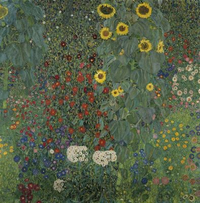 Jardin fleuri avec tournesols, par Gustav Klimt