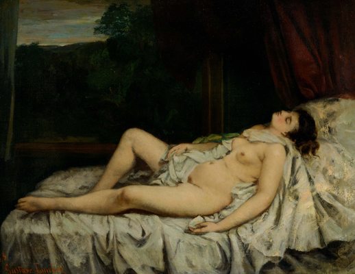 Femme nue et dormant, par Gustave Courbet