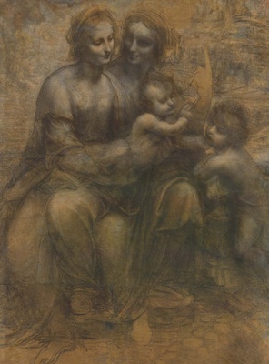 Vierge à l'enfant avec Sainte Anne et Saint Jean-Baptiste, par Léonard de Vinci