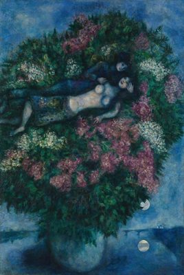 Les Amoureux aux lilas, par Marc Chagall