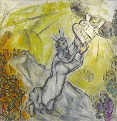 Moïse recevant les tables de la loi, par Marc Chagall