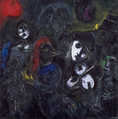 Les saltimbanques dans la nuit, par Marc Chagall