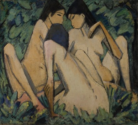 Trois bohèmes assises dans les bois, par Otto Mueller