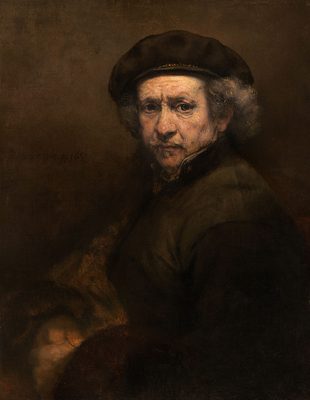 Autoportrait avec béret et col droit, par Rembrandt van Rijn