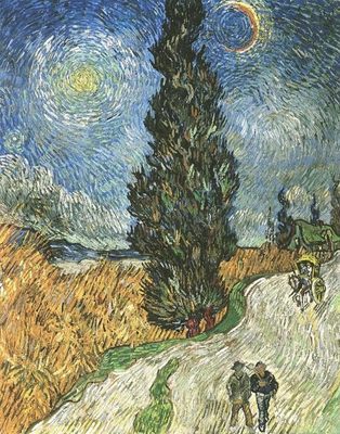 Route avec cyprès et ciel étoilé, par Vincent Van Gogh