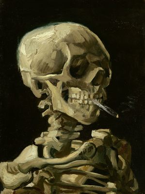Crâne de squelette fumant une cigarette, par Vincent Van Gogh