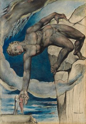 Antaeus consignant Dante et Virgile dans le dernier cercle de l'Enfer, par William Blake