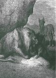 Le Lion, le Loup et le Renard, Illustration de Gustave Doré des Fables de la Fontaine